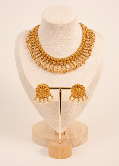 Premium Quality Gold Plated Statement Choker Set/ Indian Gold Plated Jewelry/ Traditional Jewelry/ Real Gold Look Necklace Set