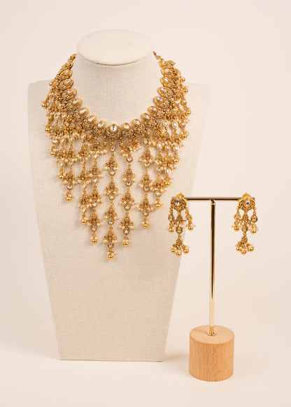 Premium Quality Gold Plated Statement Choker Set/ Indian Gold Plated Jewelry/ Traditional Jewelry/ Real Gold Look Necklace Set