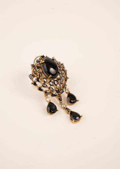 Antique Gold & Black Drop Earrings/ Chandbali Style Earrings/ Festive Jewelry/ Indian Jewelry/ Minimalistic Jewelry/ Studs