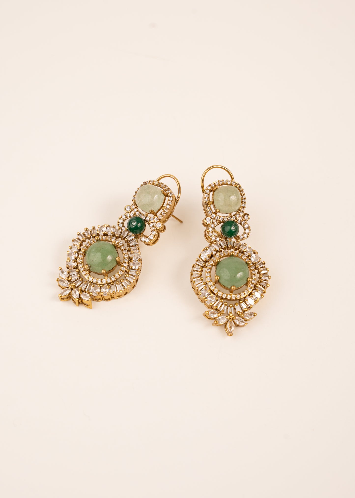 Sabyasachi Inspired Earrings/ Indian jewelry/ Luxury Pastel Green & Gold Earrings