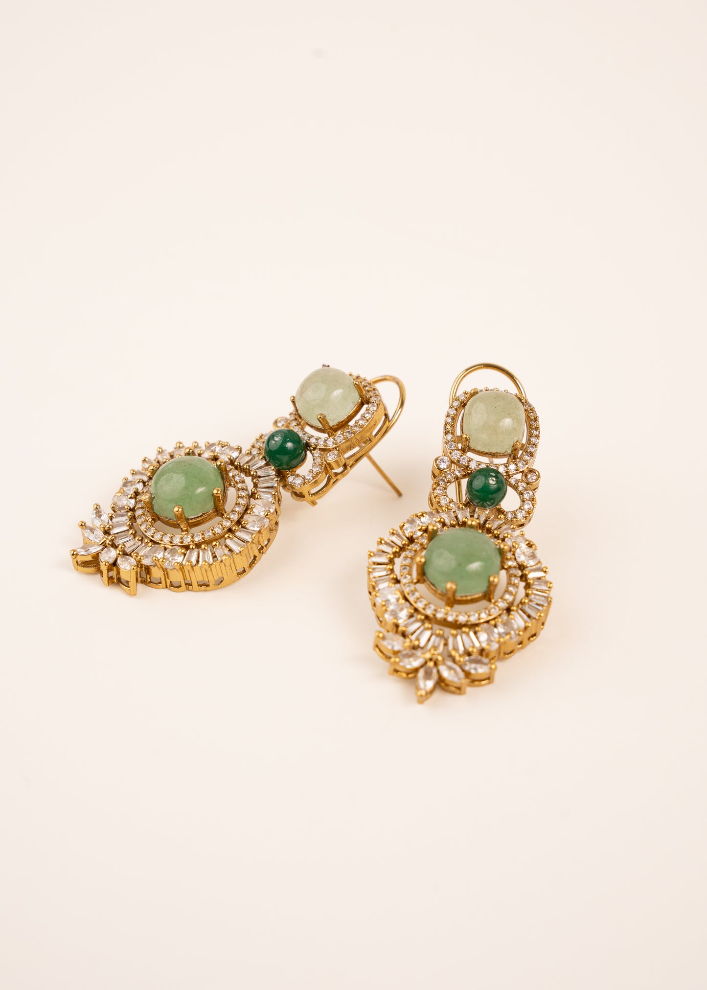 Sabyasachi Inspired Earrings/ Indian jewelry/ Luxury Pastel Green & Gold Earrings
