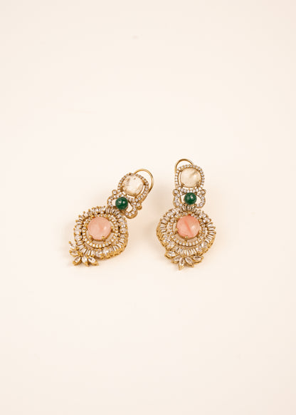 Sabyasachi Inspired Earrings/ Indian jewelry/ Luxury Pastel Green & Gold Earrings