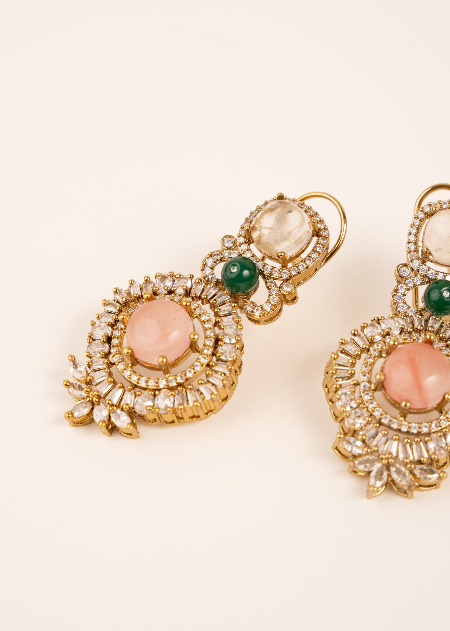 Sabyasachi Inspired Earrings/ Indian jewelry/ Luxury Pastel Green & Gold Earrings