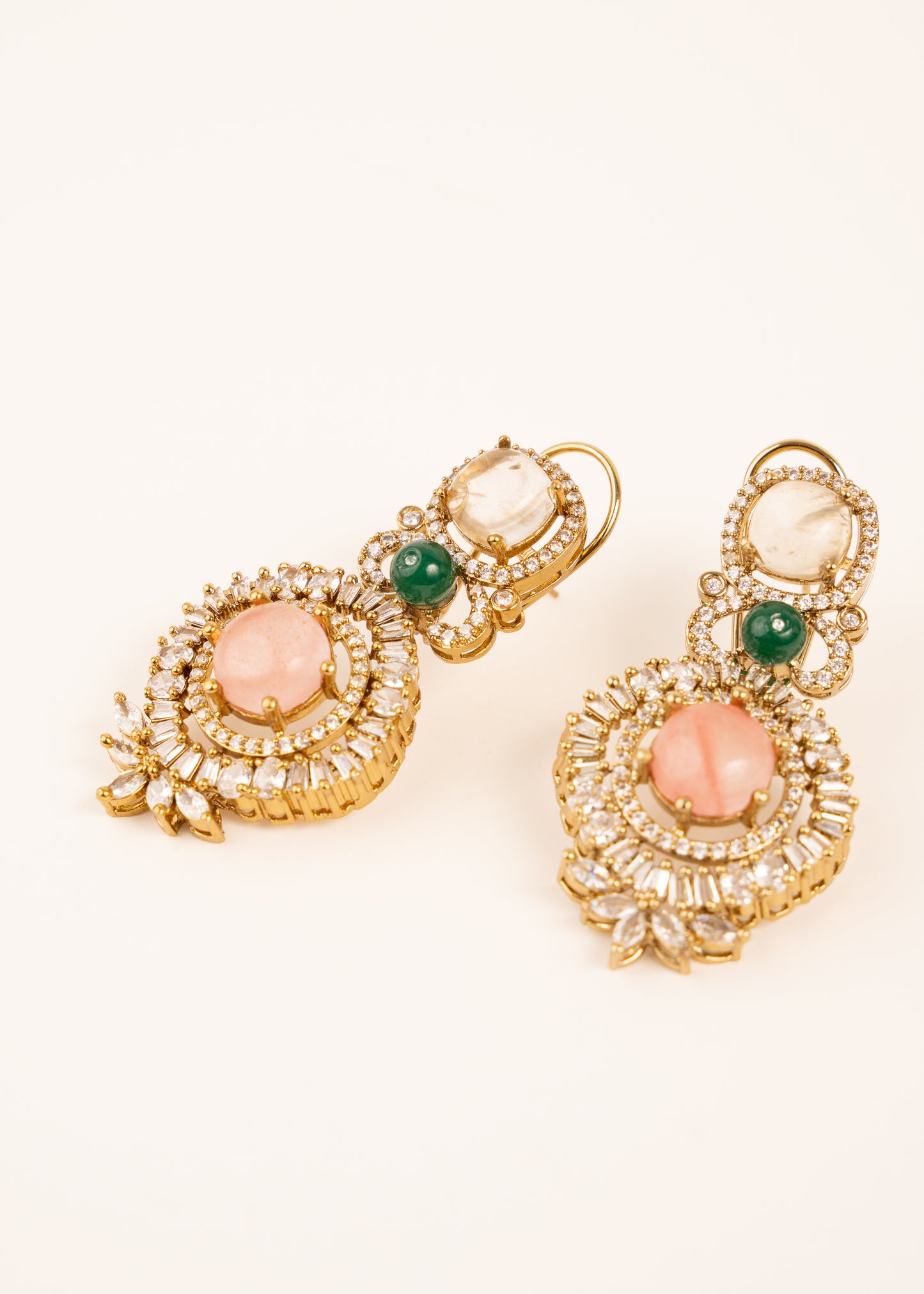 Sabyasachi Inspired Earrings/ Indian jewelry/ Luxury Pastel Green & Gold Earrings