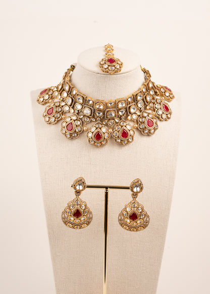 Sabyasachi Inspired Kundan Choker Necklace Set/ Indian Bridal Jewellery Set/ Indian Jewelry/