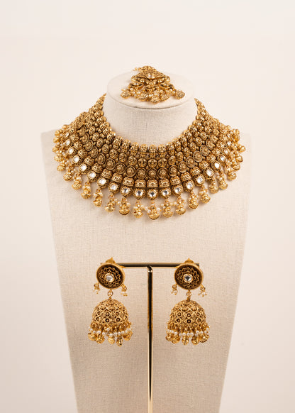 Kundan Bridal Necklace Set/ Gold Plated Bridal Necklace Set/ Indian Wedding Jewellery/ Indian Bridal Set