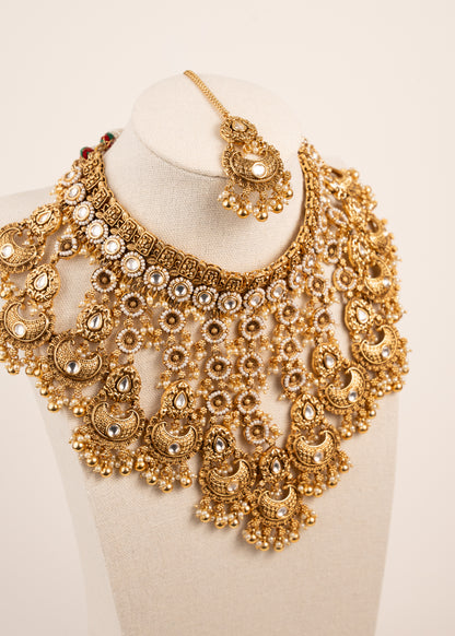 Kundan Bridal Necklace Set/ Gold Plated Bridal Necklace Set/ Indian Wedding Jewellery/ Indian Bridal Set