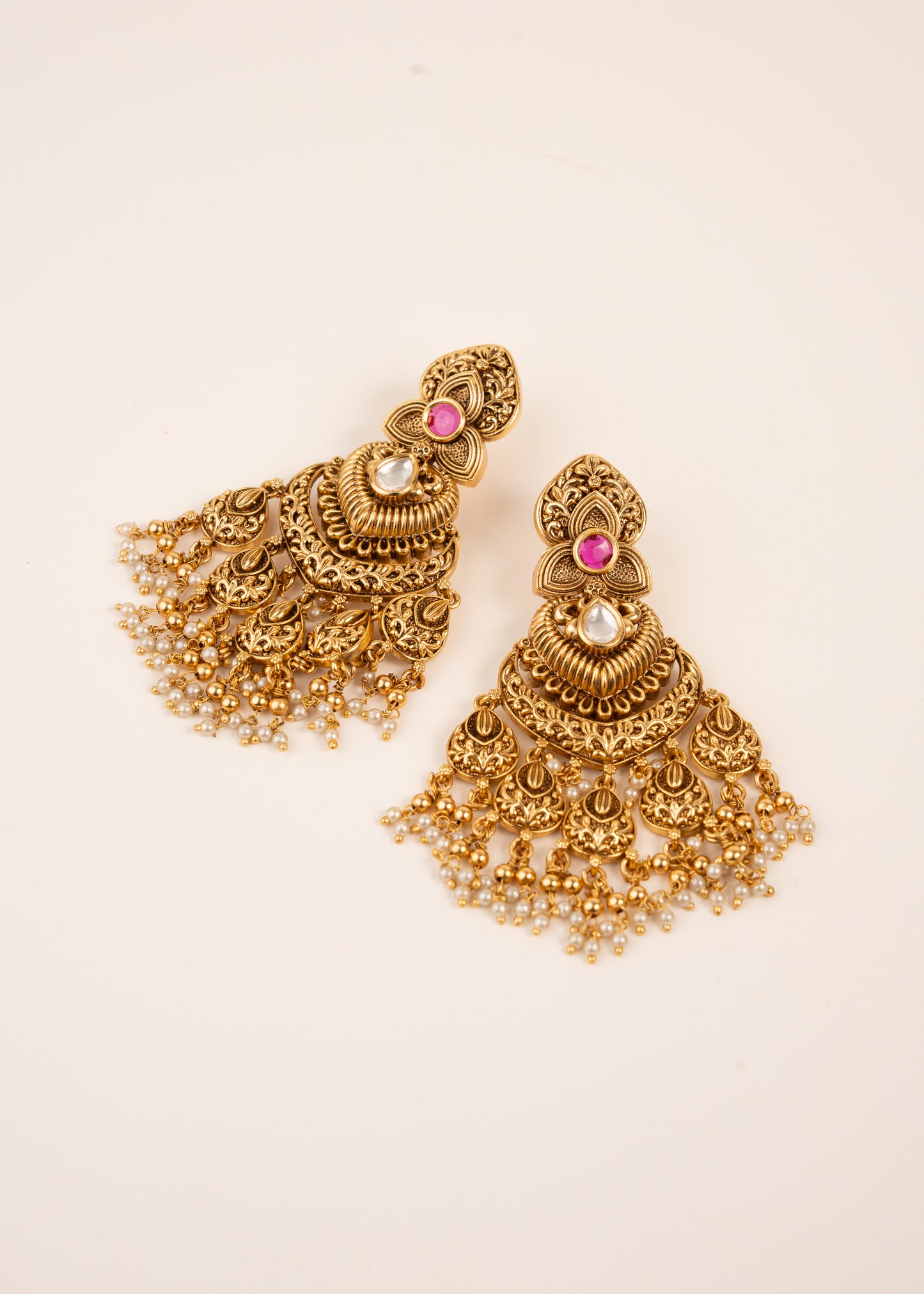 Gold Plated Bridal Necklace Set/ Indian Wedding Jewellery/ Kundan Bridal Set/ Indian bridal set/ Waterfall Necklace Set