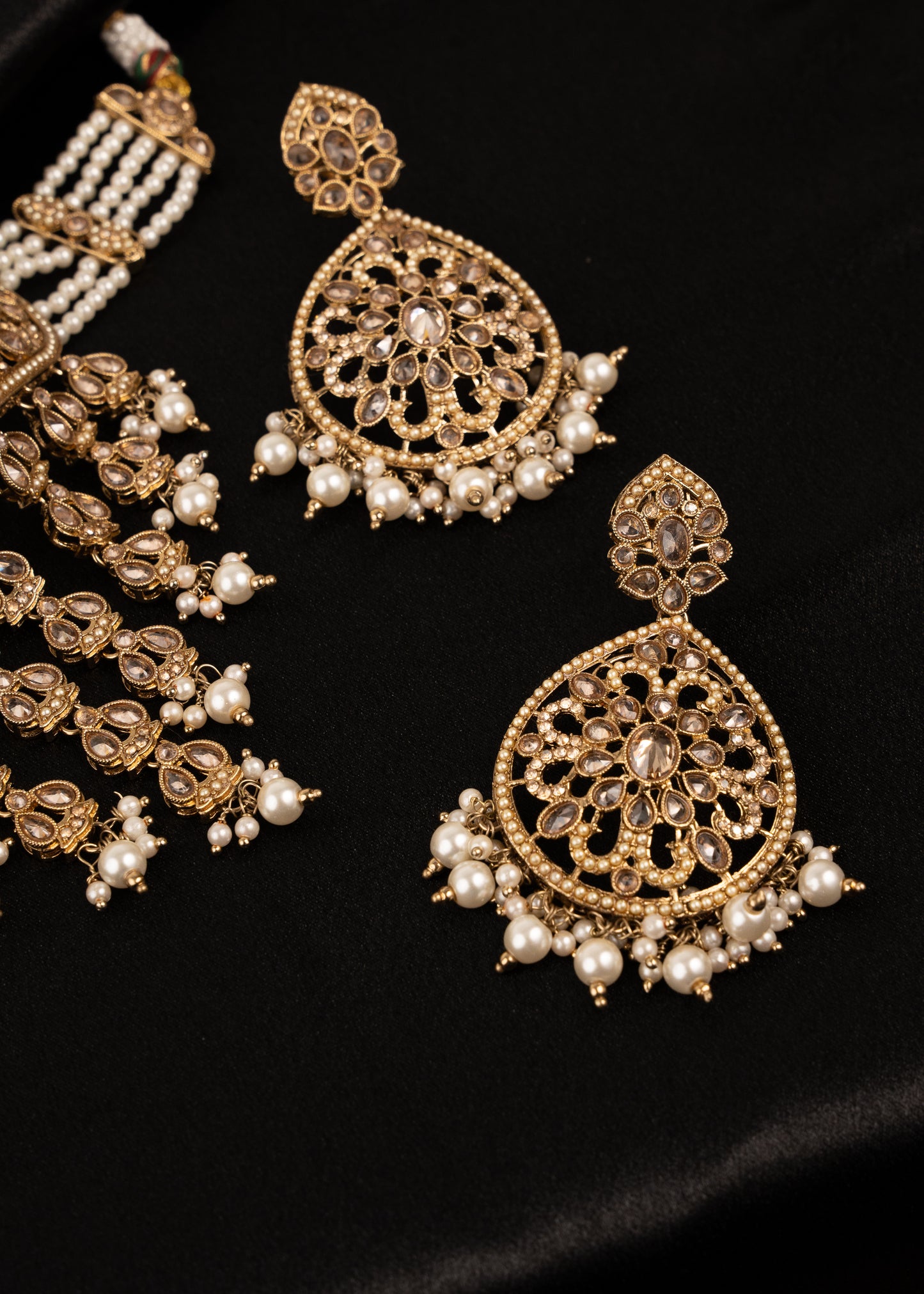 Antique Polki Choker Necklace Set/ Waterfall Design/ Indian Jewellery