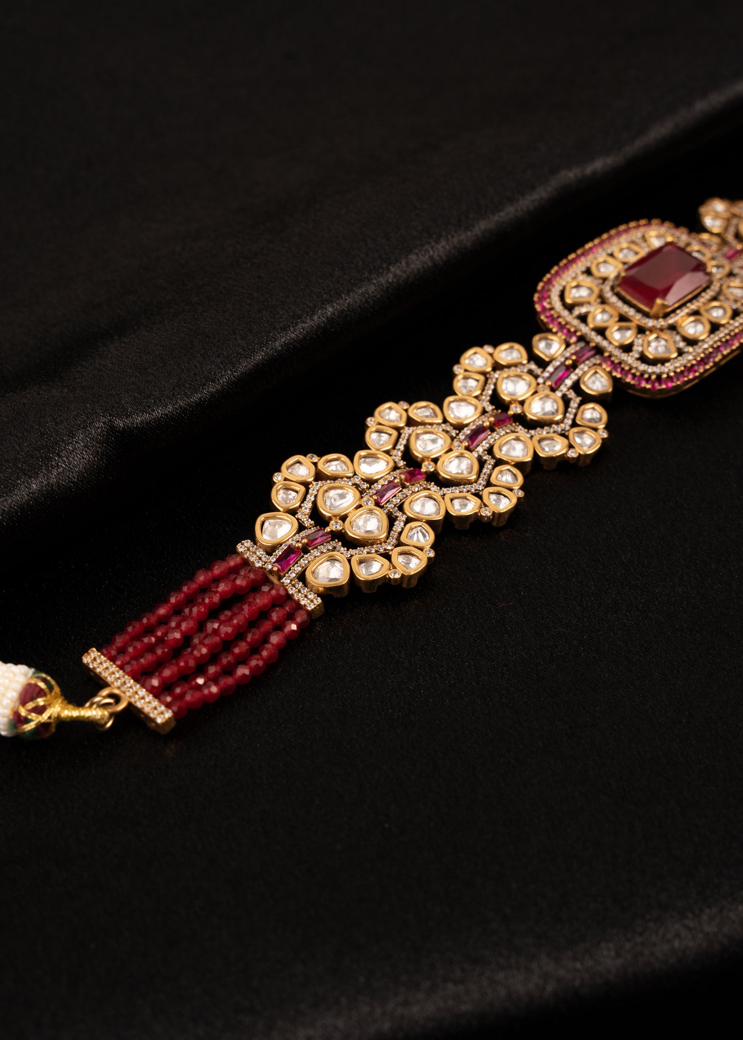 Uncut Kundan Detailed Choker Necklace set/ Ruby Gemstone