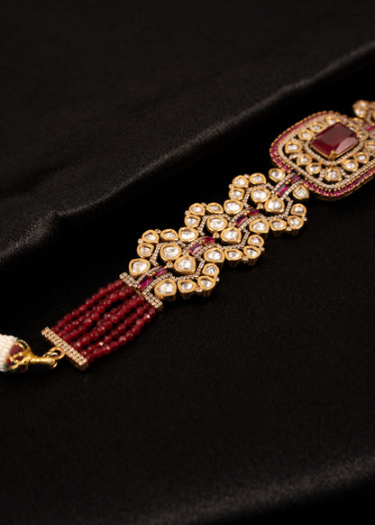 Uncut Kundan Detailed Choker Necklace set/ Ruby Gemstone