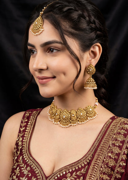 Premium Gold Choker Necklace Set