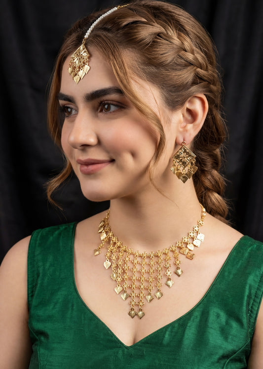 Gold Pipple Patti Necklace Set