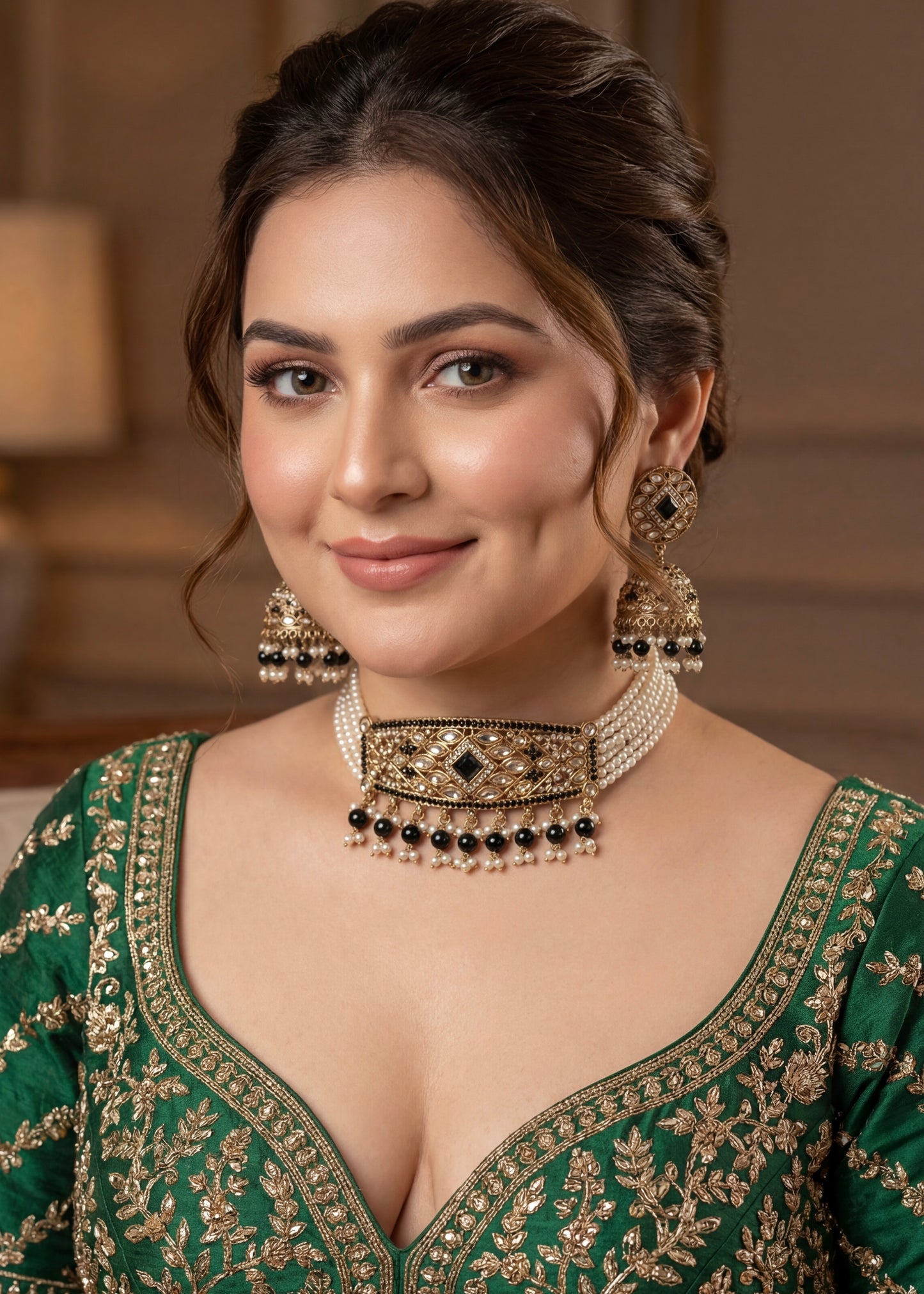 Black Pearl Royal Charm Choker Set