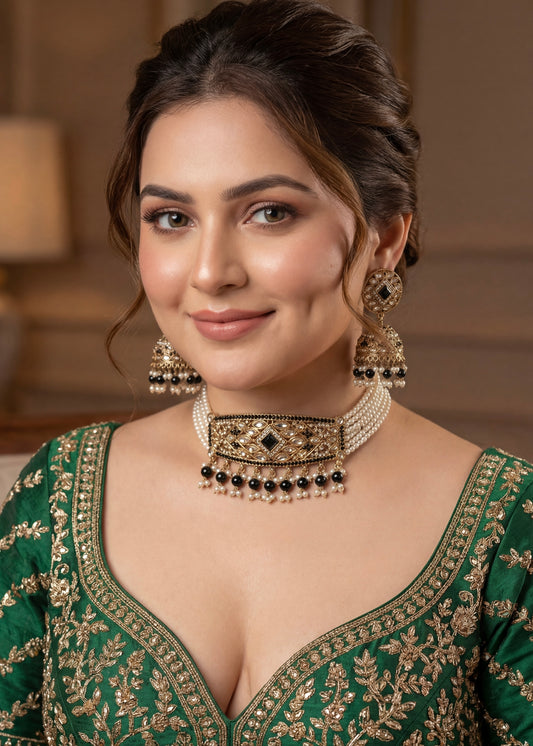 Black Pearl Royal Charm Choker Set
