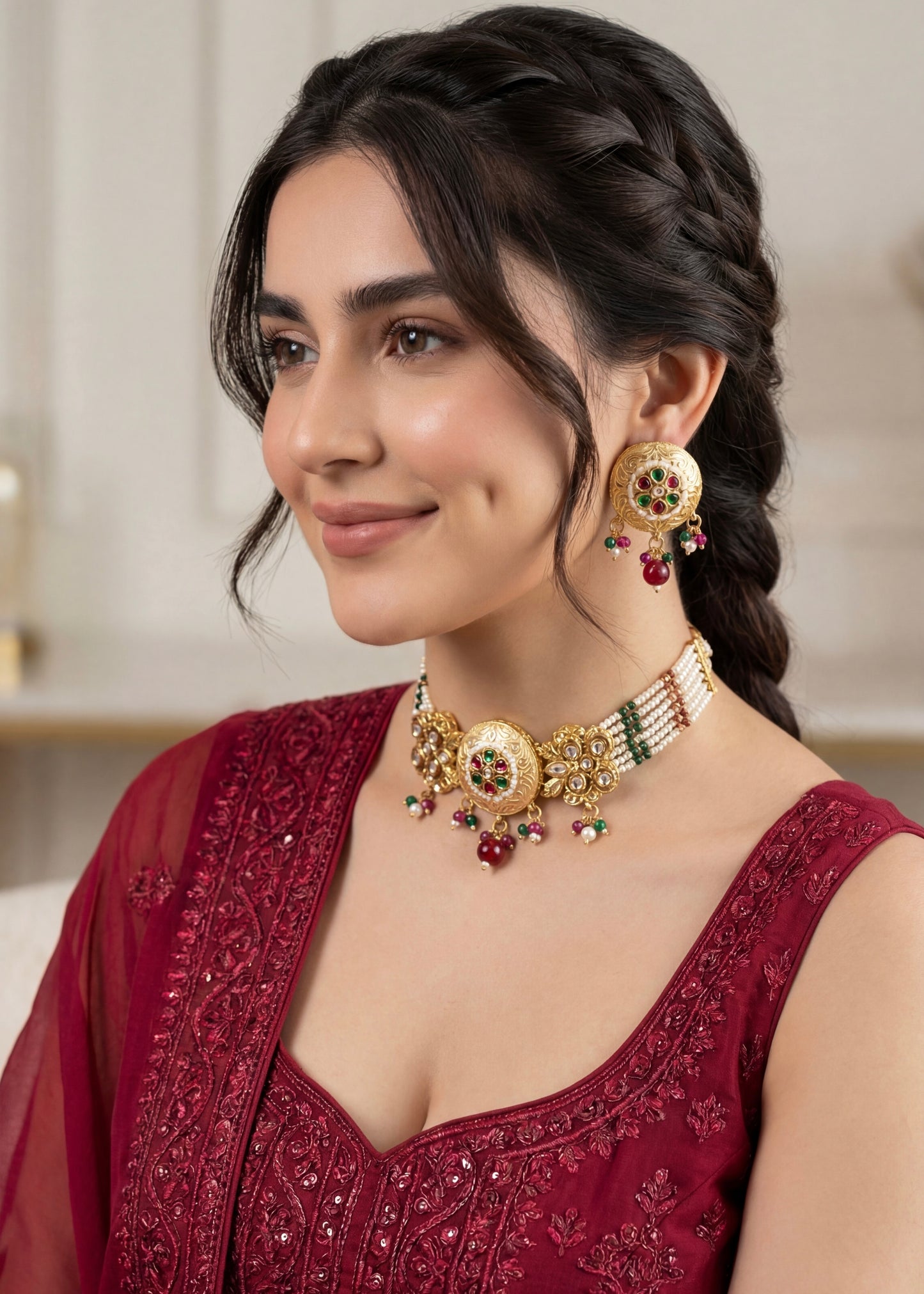 Heritage Meenakari Choker Necklace Set
