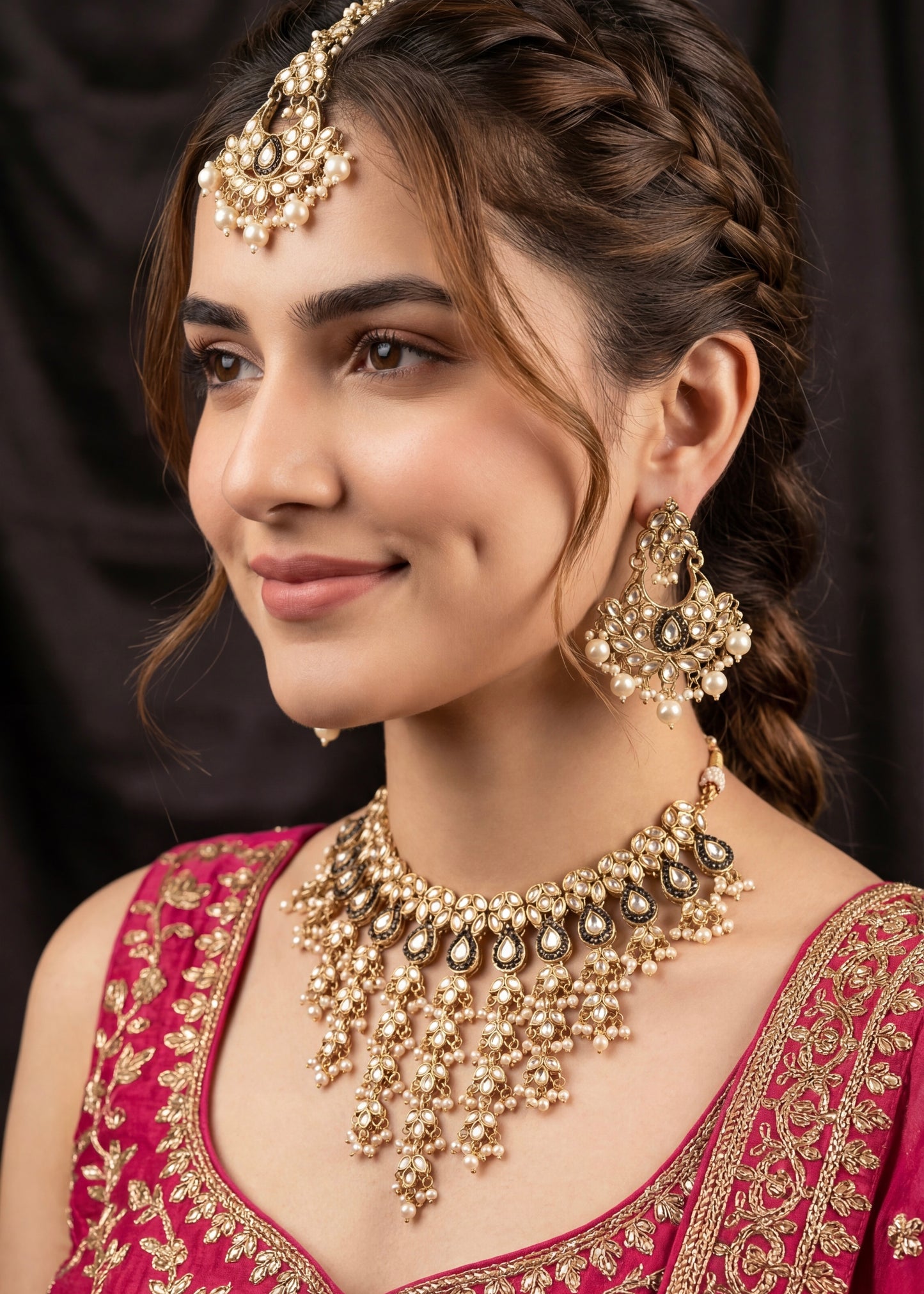 Gold Statement Choker Necklace Set