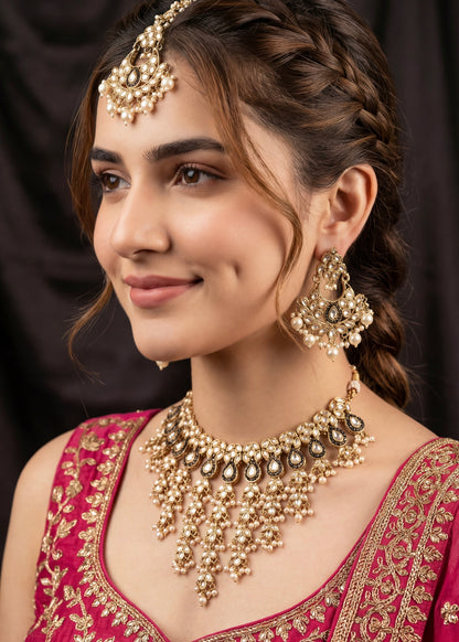 Gold Statement Choker Necklace Set