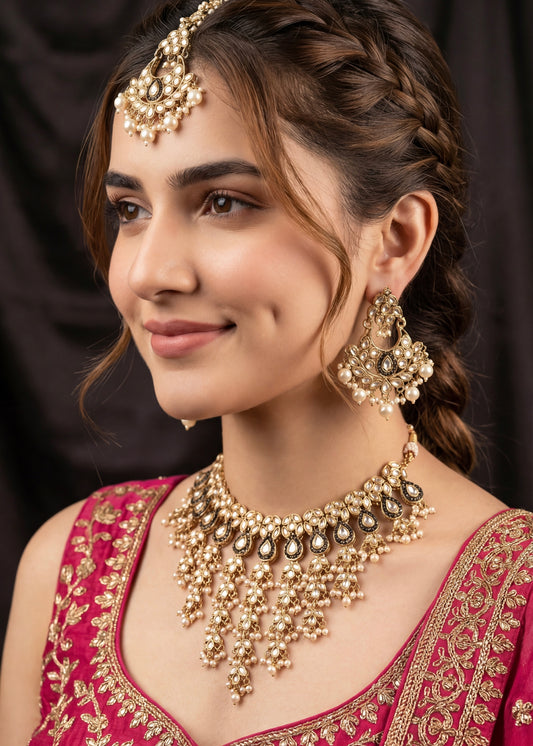 Gold Statement Choker Necklace Set