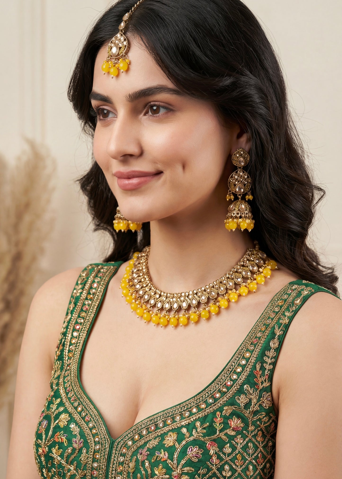 Sunshine Glow Kundan Necklace Set