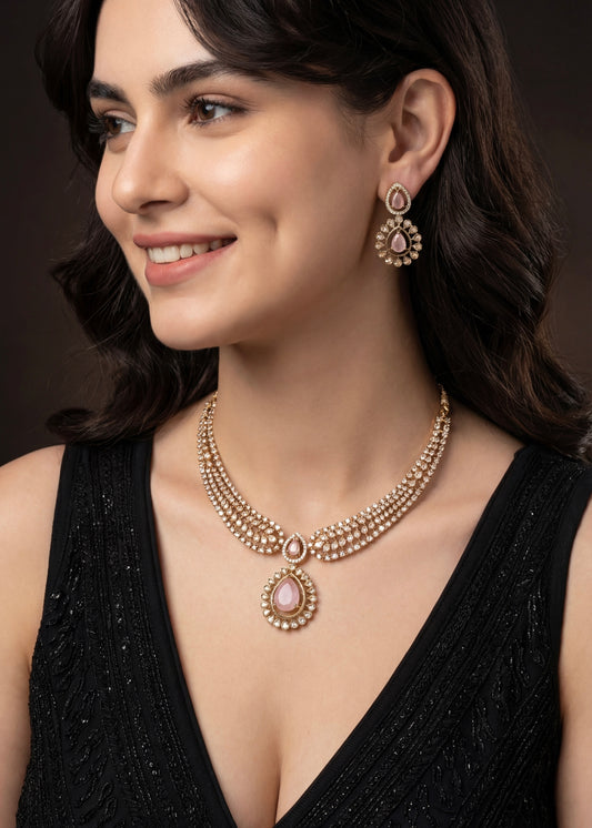 Victorian CZ Diamond Necklace Set