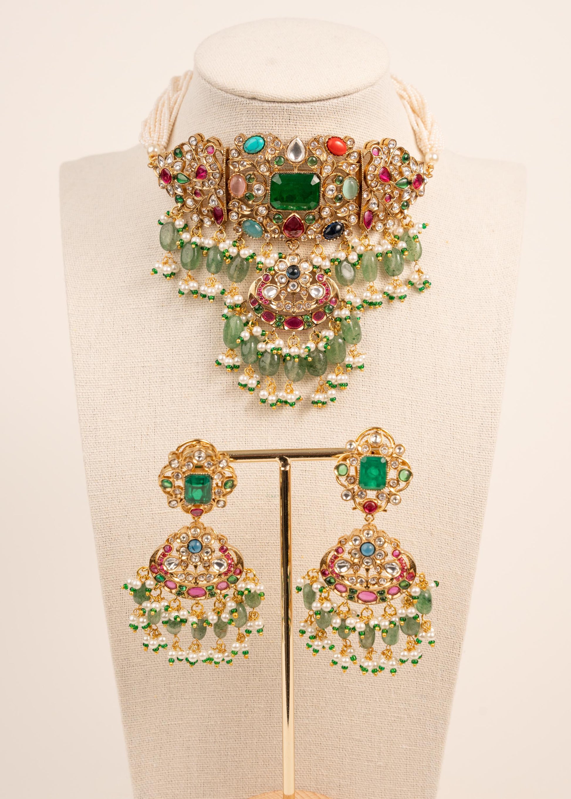 Premium Quality Kundan Necklace Set/ Indian Jewelry/ Indian Bridal Set/ Bridal Jwelery/ Mint/ Green/ Ruby (etsy image id: 7825461522)