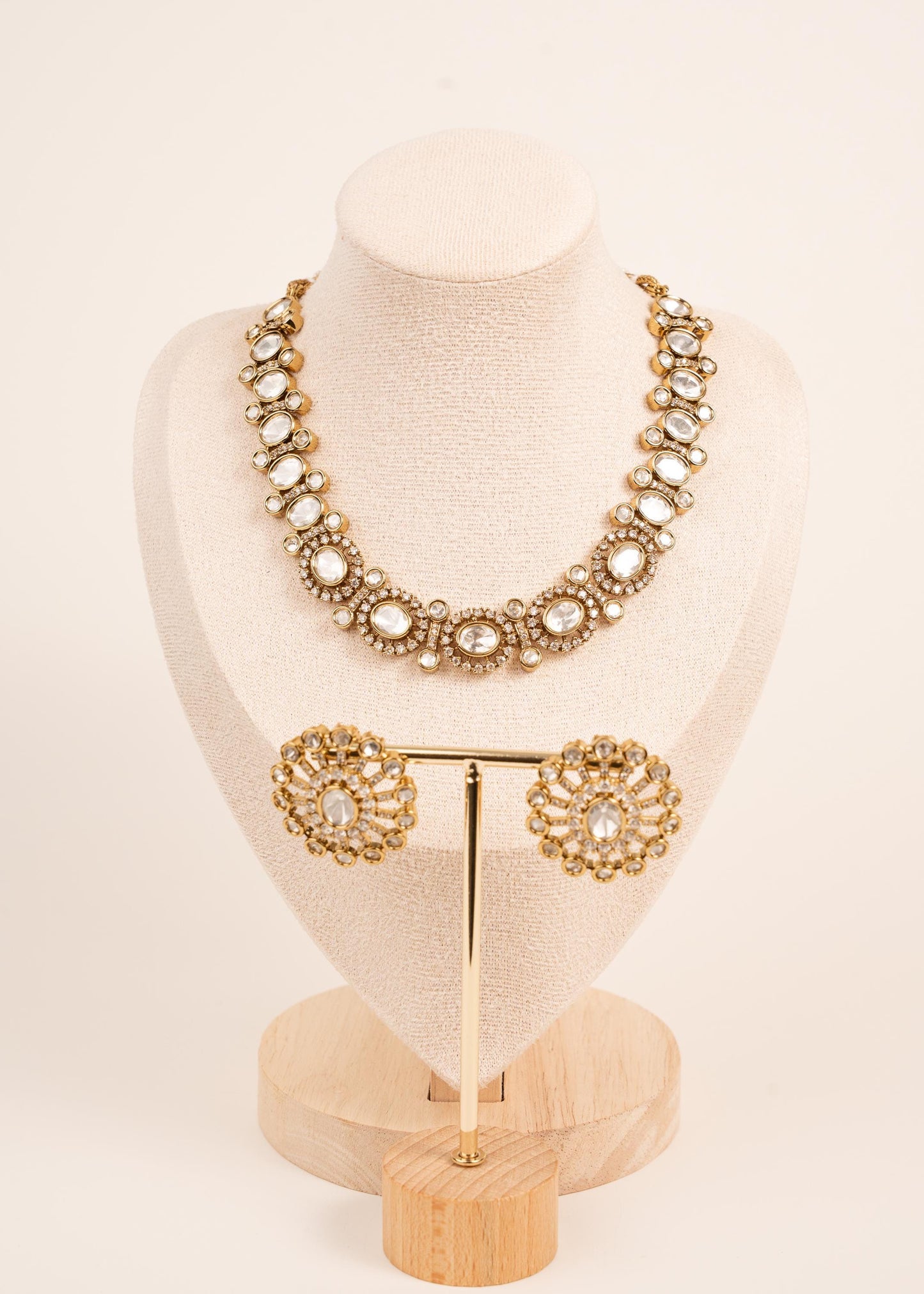 Premium Quality Tyaani Inspired uncut Kundan Polki  Necklace set/ Antique Gold Set/ High Quality Single Line Necklace Set (etsy image id: 7825472814)