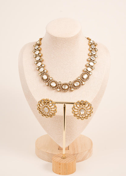 Premium Quality Tyaani Inspired uncut Kundan Polki  Necklace set/ Antique Gold Set/ High Quality Single Line Necklace Set (etsy image id: 7825472814)
