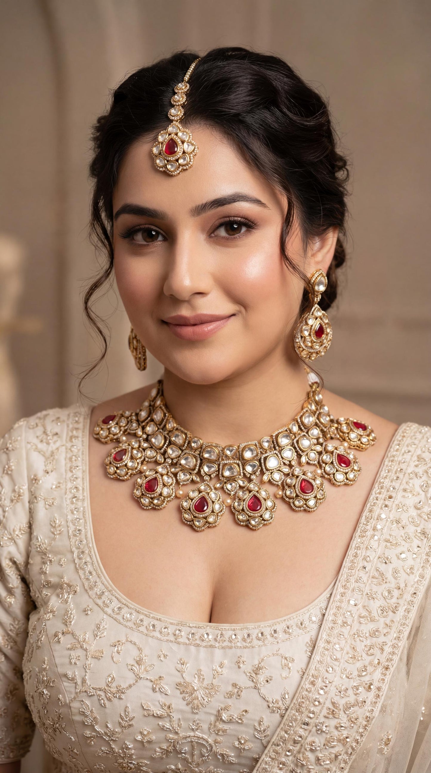 Sabyasachi Inspired Uncut Kundan Choker Necklace Set/ Indian Bridal Jewellery Set/ Indian Jewelry