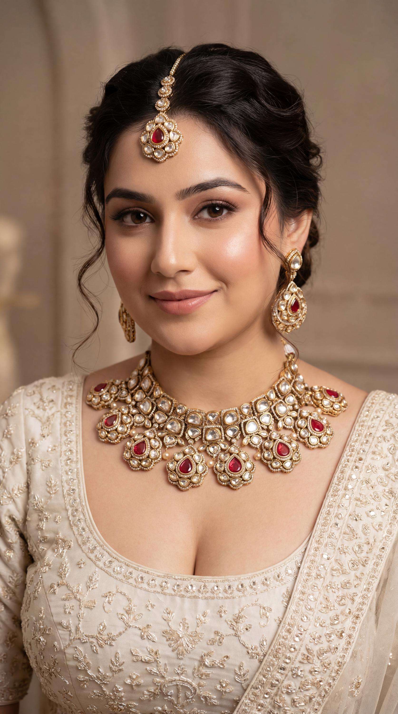 Sabyasachi Inspired Uncut Kundan Choker Necklace Set/ Indian Bridal Jewellery Set/ Indian Jewelry