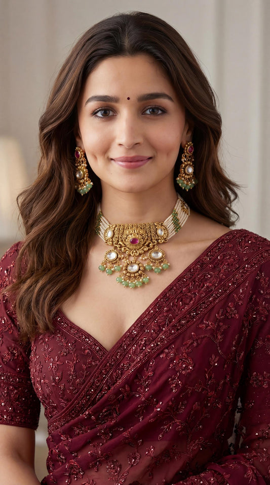 Heritage Meenakari Kundan Necklace Set/ Indian Choker Set/ Indian Gold Plated Jewelry/ Real Gold Look Necklace Set ji __etsy:7851563530