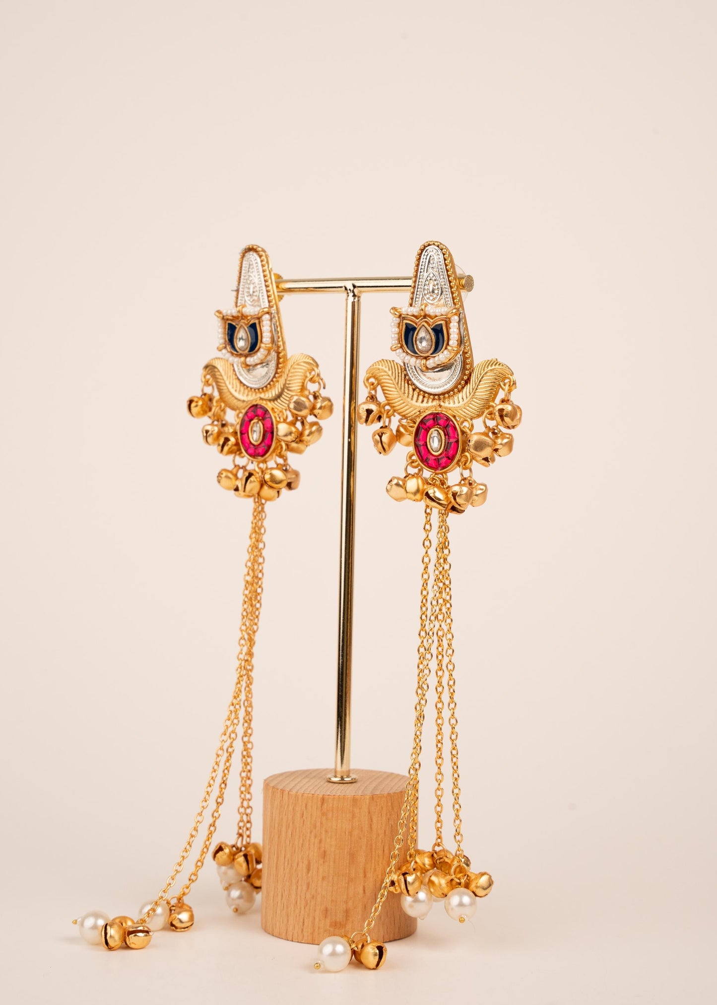 Kashmiri Long Earrings/ Ghungroo Earrings/ Dangler Earrings/ Indian Jewelry/ Trendy Jhumkas/ Traditional Statement Earrings/ Ruby/ Emerald