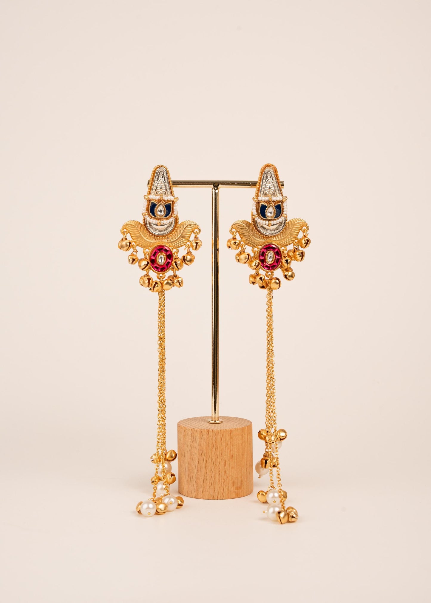 Kashmiri Long Earrings/ Ghungroo Earrings/ Dangler Earrings/ Indian Jewelry/ Trendy Jhumkas/ Traditional Statement Earrings/ Ruby/ Emerald