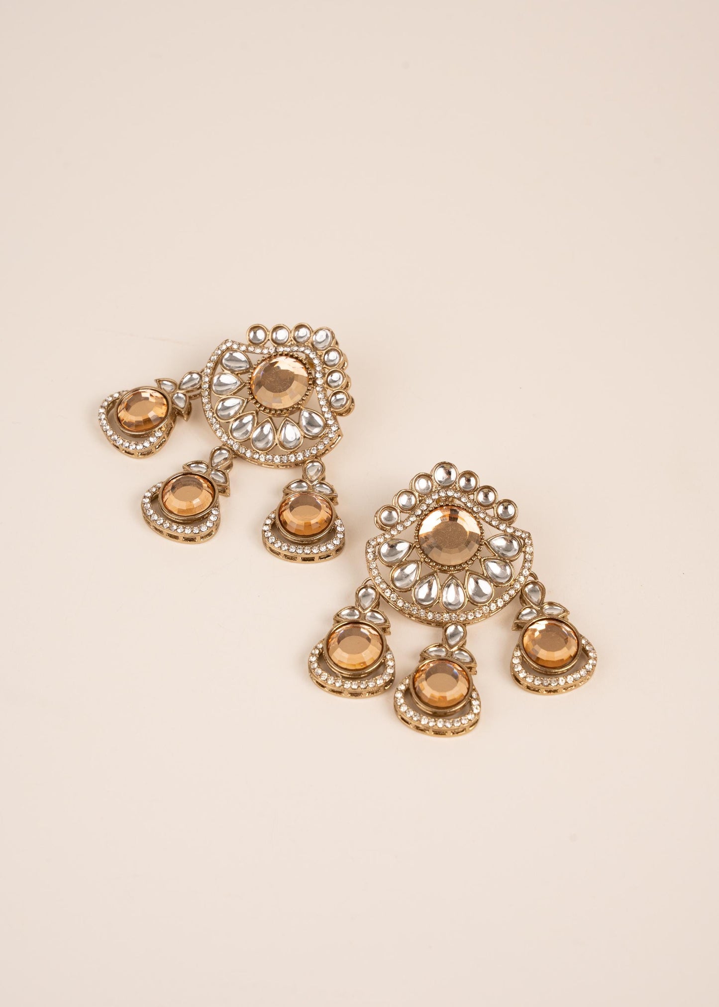 Polki Chandbali Earrings/ Antique Gold Chandbali Earrings/ Heritage Style Earrings/ Pakistani Style Earrings/ Ethnic Luxury Accessories (etsy image id: 7865043274)