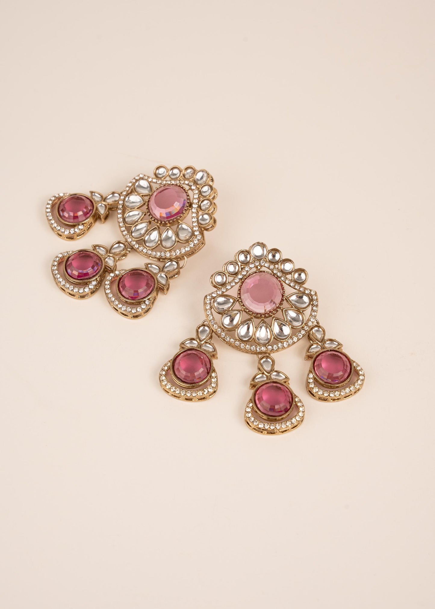 Polki Chandbali Earrings/ Antique Gold Chandbali Earrings/ Heritage Style Earrings/ Pakistani Style Earrings/ Ethnic Luxury Accessories (etsy image id: 7865043280)