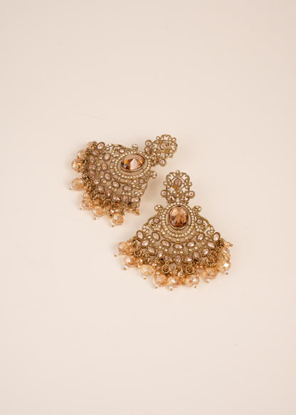 Antique Gold Polki Drop Earrings/ Statemnet Ethnic Earrings/ Premium Indian Earrings/ Bollywood Inspired Jewelry/ Traditional Polki Earrings (etsy image id: 7865055808)