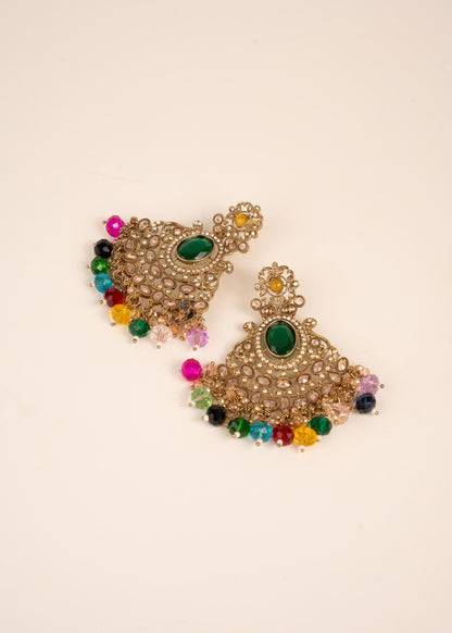 Antique Gold Polki Drop Earrings/ Statemnet Ethnic Earrings/ Premium Indian Earrings/ Bollywood Inspired Jewelry/ Traditional Polki Earrings (etsy image id: 7865055818)