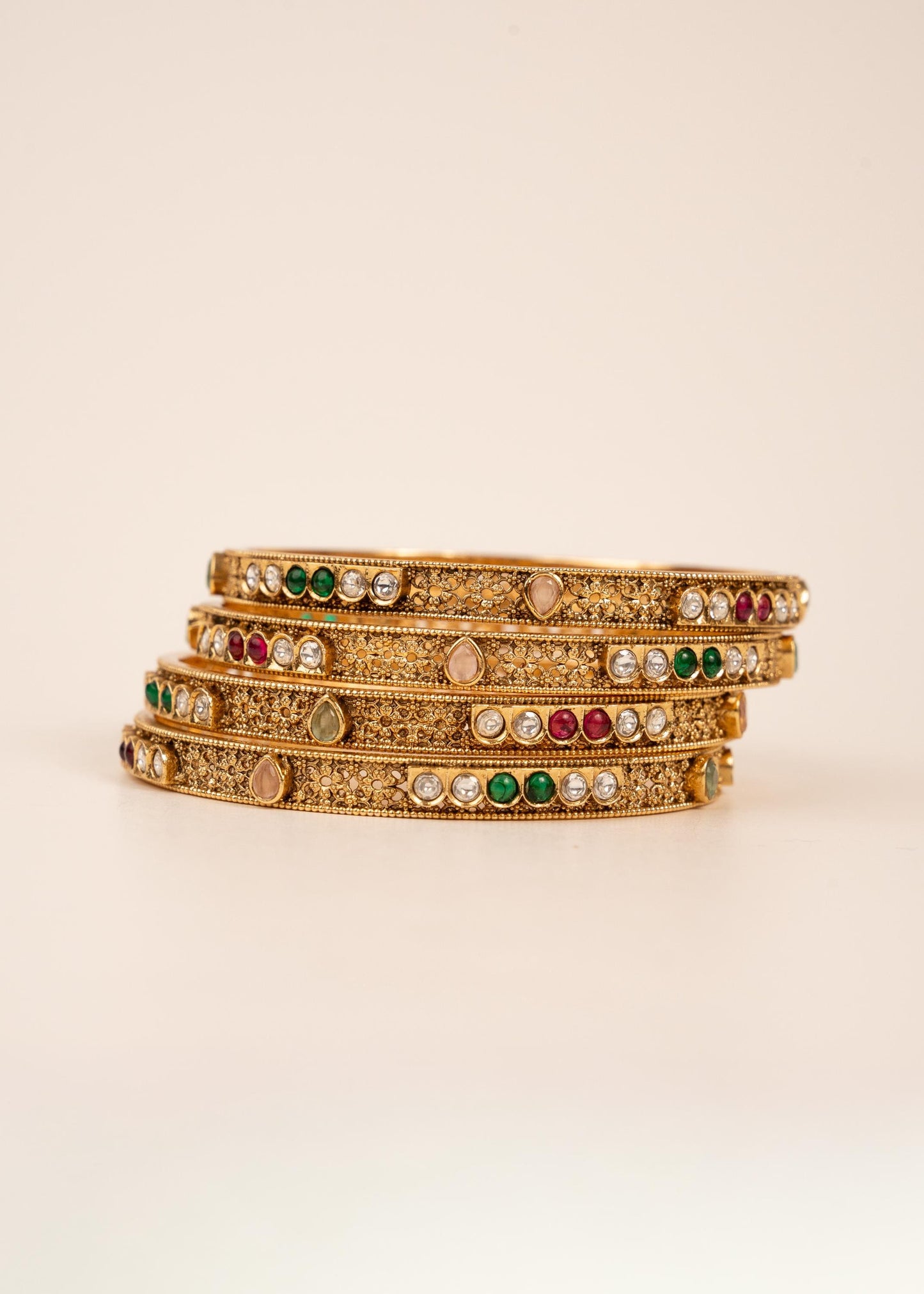 Antique Gold Bangles/ Gold Kada Bangles 4 Pc/ South Indian Jewelry/ Bridal Kada Bangles/ Traditional Temple Bangles/ Kangan/ Indian Bangles/ (etsy image id: 7865097444)