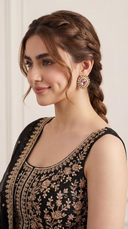 Kundan Stud Earrings/ Moissanite Polki Kundan Earrings/ CZ Diamond Stud/ Statement Studs/ Trendy Stud Earrings/ Luxury Earrings (etsy image id: 7865111984)
