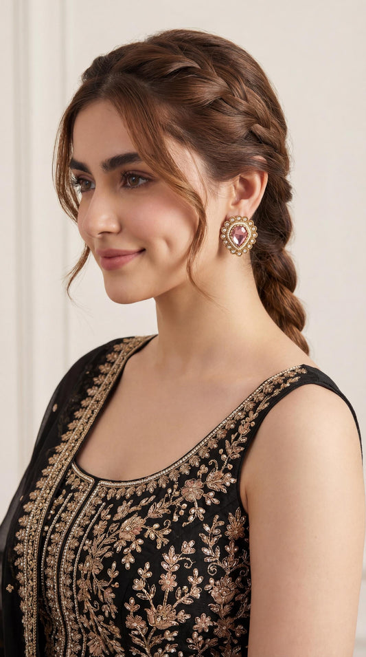 Kundan Stud Earrings/ Moissanite Polki Kundan Earrings/ CZ Diamond Stud/ Statement Studs/ Trendy Stud Earrings/ Luxury Earrings (etsy image id: 7865111984)