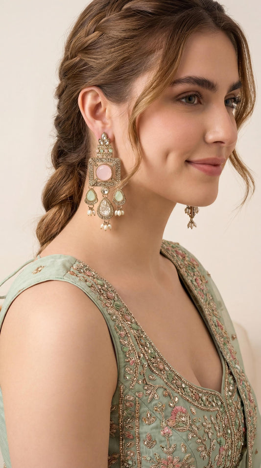 Handcrafted Antique Earrings/ Antique Jewelry/ Statemnet Earrings/ Party Wear Ethnic Jewelry/ High End Bollywood Jewellery/ Bridal Jewellery (etsy image id: 7865183876)