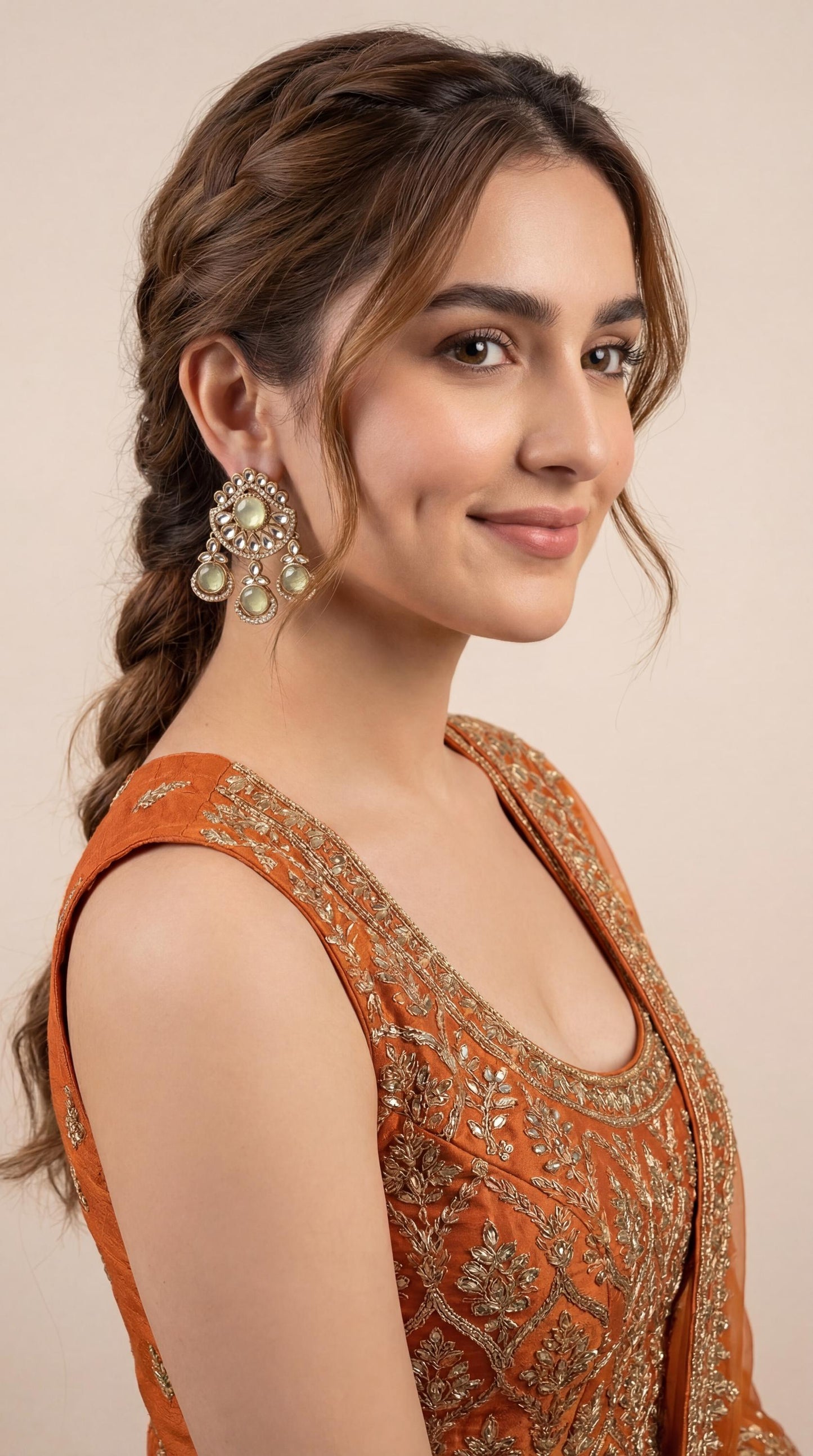 Polki Chandbali Earrings/ Antique Gold Chandbali Earrings/ Heritage Style Earrings/ Pakistani Style Earrings/ Ethnic Luxury Accessories (etsy image id: 7865213732)