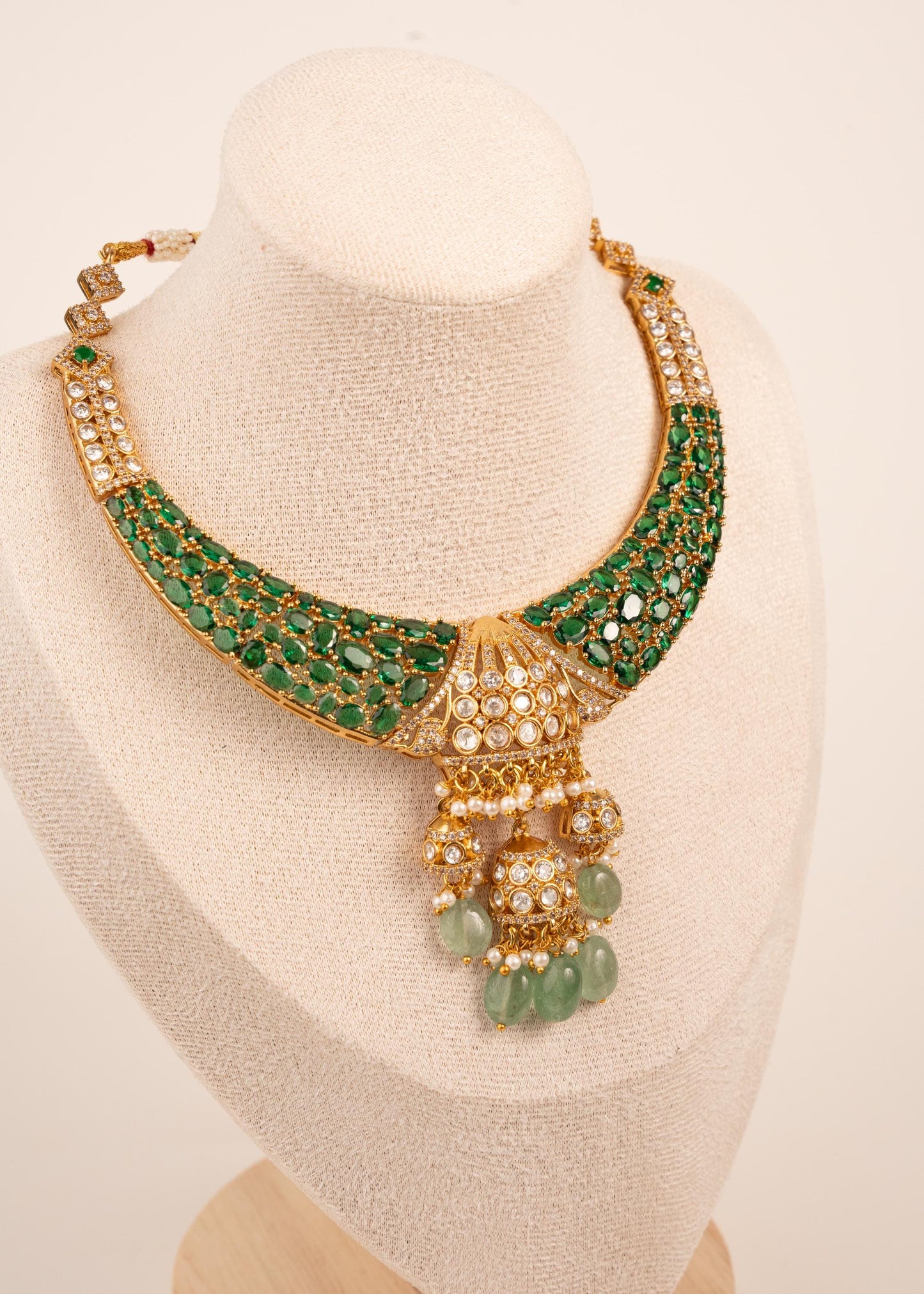 Victorian Moissanite Polki CZ Diamond Necklace/ Indian Bridal Jewelry/ Bollywood Sabyasachi Inspired Set/ Pakistani Jewelry (etsy image id: 7871377855)