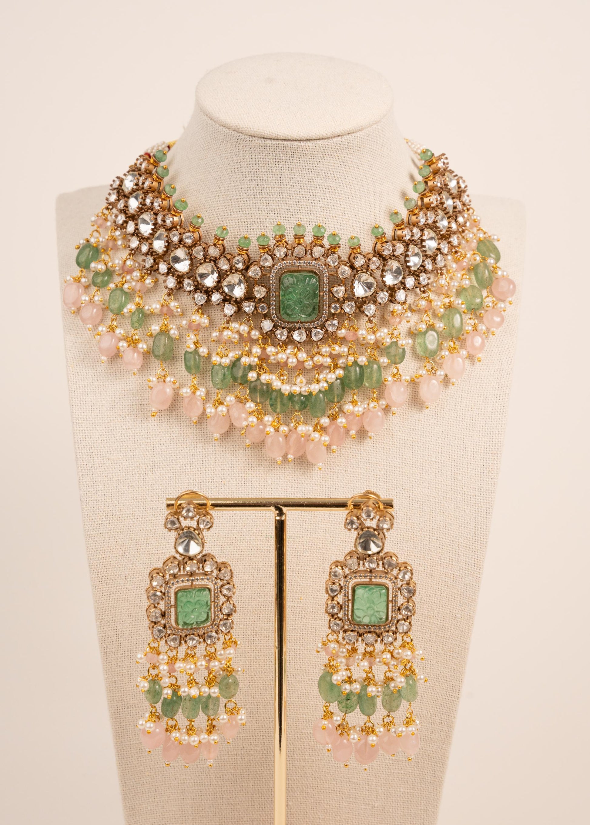 Pastel Kundan Bridal Choker Set/ Uncut Kundan Necklace/ High Quality Jewelry/ Bollywood Style Necklace/ Mint/ Sage/ Green/ Pink/ Pista __etsy:7871392999