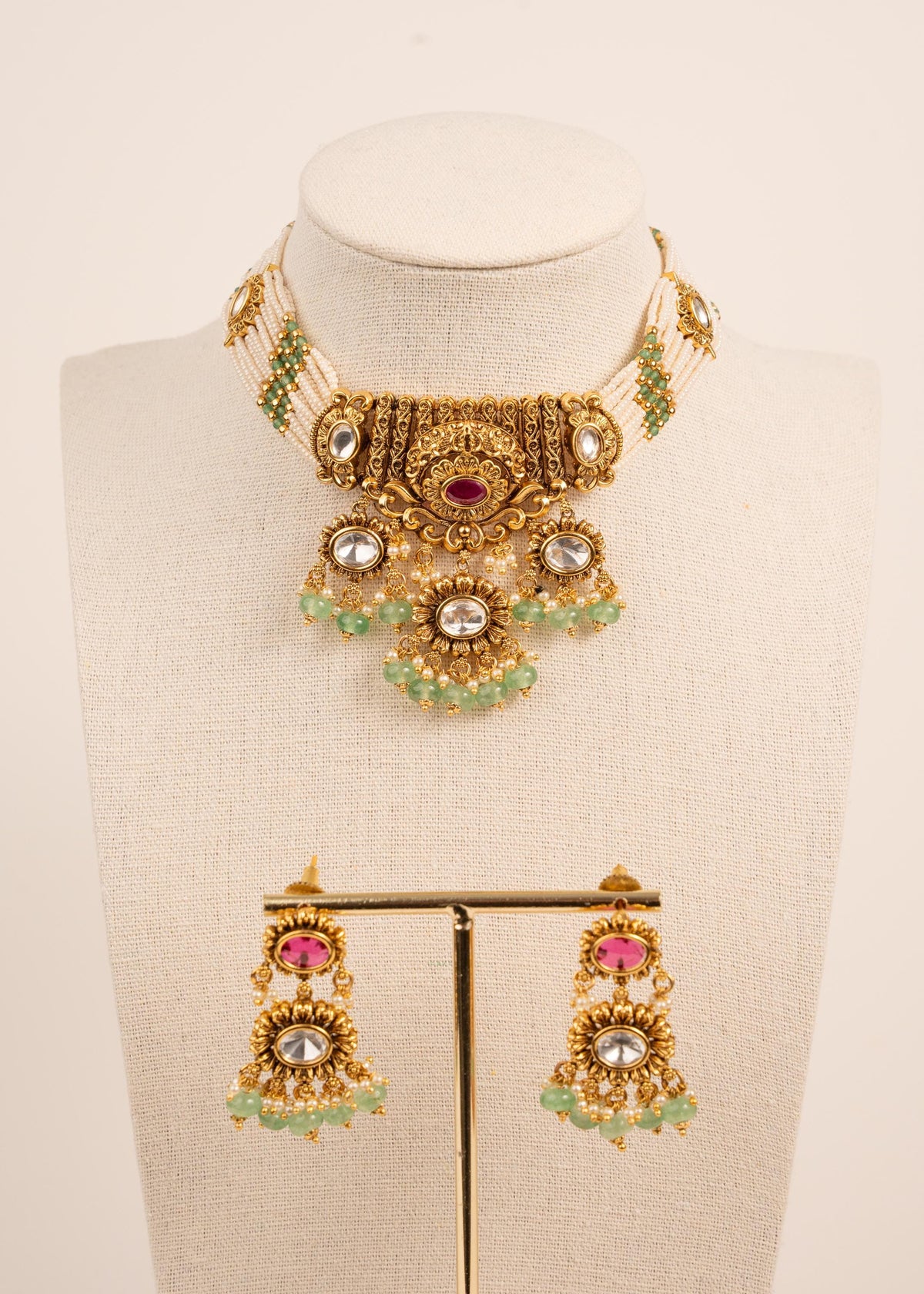 Heritage Meenakari Kundan Necklace Set/ Indian Choker Set/ Indian Gold Plated Jewelry/ Real Gold Look Necklace Set ji __etsy:7871400597