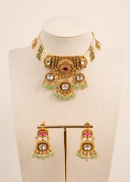 Heritage Meenakari Kundan Necklace Set/ Indian Choker Set/ Indian Gold Plated Jewelry/ Real Gold Look Necklace Set ji __etsy:7871400597