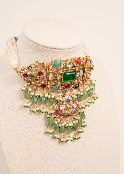 Premium Quality Kundan Necklace Set/ Indian Jewelry/ Indian Bridal Set/ Bridal Jwelery/ Mint/ Green/ Ruby (etsy image id: 7873410589)
