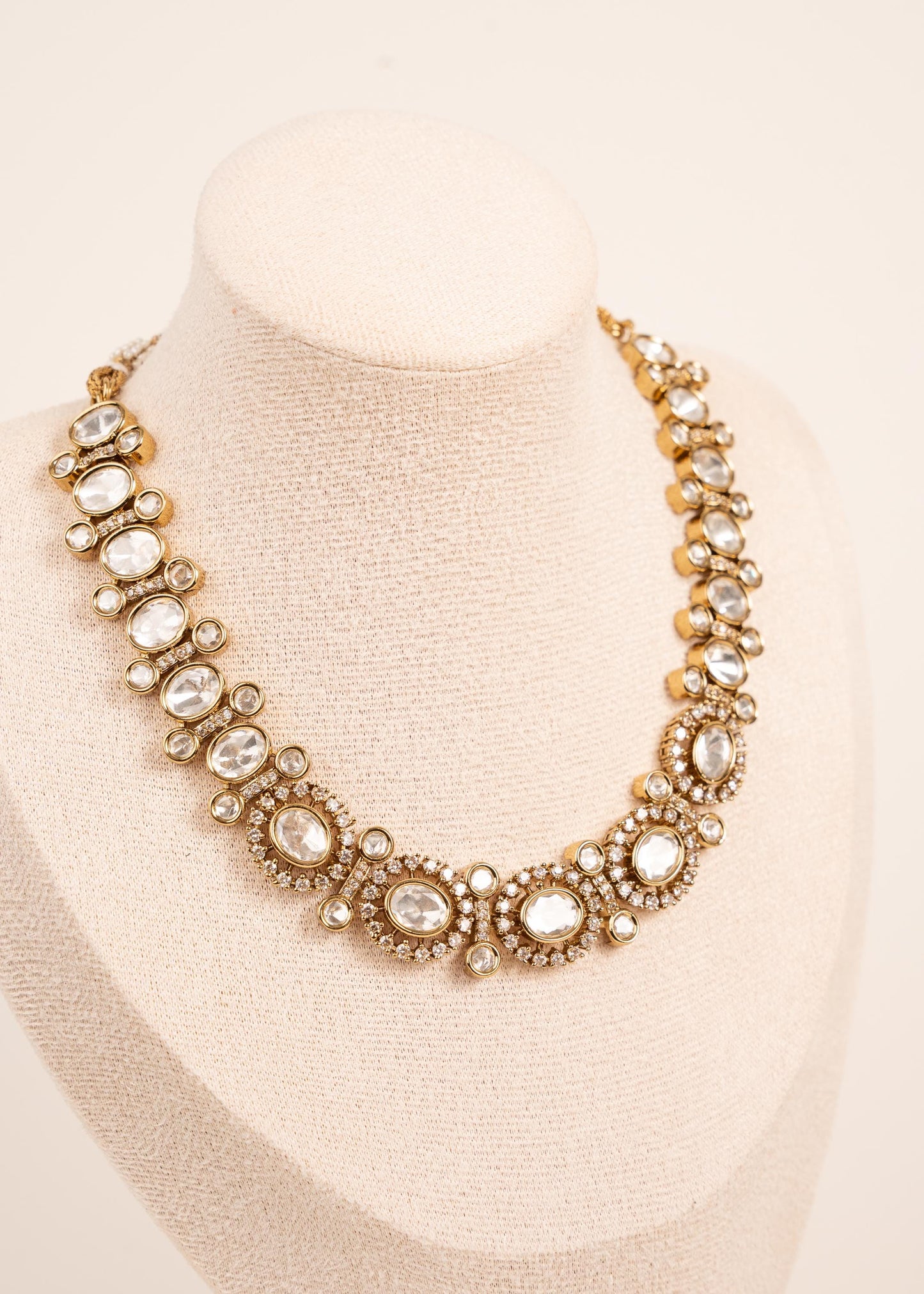 Premium Quality Tyaani Inspired uncut Kundan Polki  Necklace set/ Antique Gold Set/ High Quality Single Line Necklace Set (etsy image id: 7873421821)