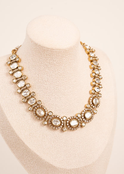 Premium Quality Tyaani Inspired uncut Kundan Polki  Necklace set/ Antique Gold Set/ High Quality Single Line Necklace Set (etsy image id: 7873421821)