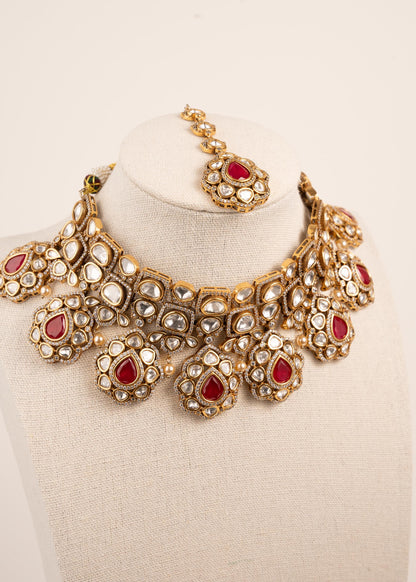 Sabyasachi Inspired Uncut Kundan Choker Necklace Set/ Indian Bridal Jewellery Set/ Indian Jewelry